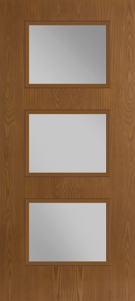Oak textured fiberglass exterior door 3 equal lites